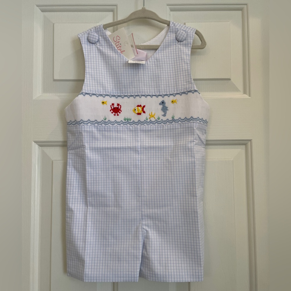 Stitchy Fish Coral Reef Commotion Smocked Jon Jon, NWT, Multiple Sizes